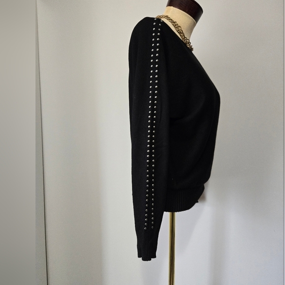 RIO & RIAN Soft Lightweight Black Sweater With Studded Sleeves. Size Small - Picture 4 of 11